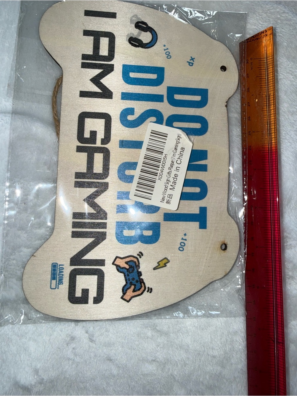 Don't Disturb I Am Gaming Wooden Door Hanger - Blue & Black